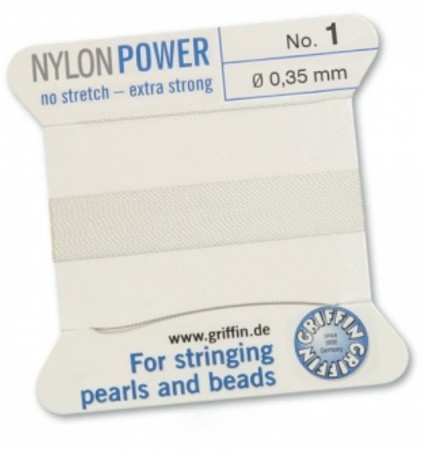 Nylon Bead Cord White #1 NY05-101