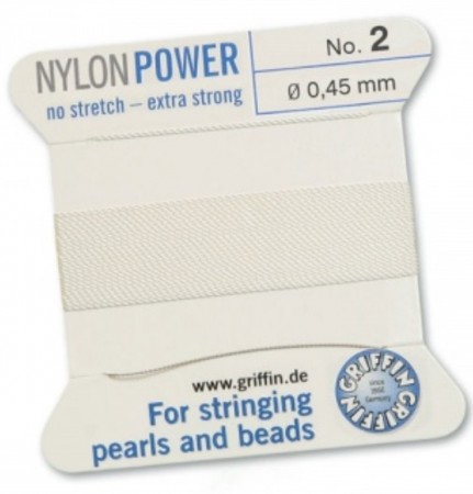 Nylon Bead Cord White #2 NY05-201