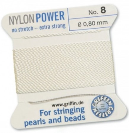 Nylon Bead Cord White #8 NY05-801