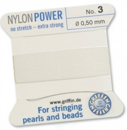 Nylon Bead Cord White #3 NY05-301