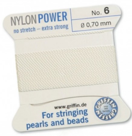 Nylon Bead Cord White #6 NY05-601