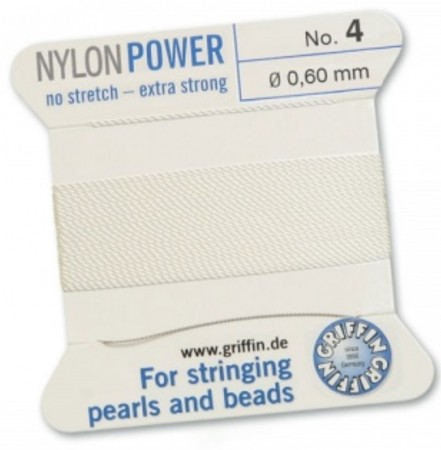 Nylon Bead Cord White #4 NY05-401