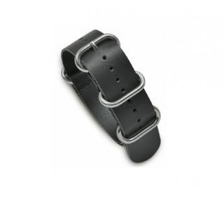 NATO-Style One-Piece Leather Strap Black WB-410