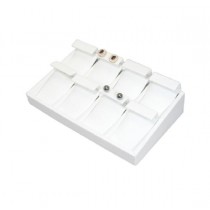 8 pr Earring Tray-White Leather (9 x 6 x 2 1/2")
