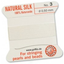 Silk Bead Cord White #3 SL05-301