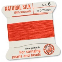 Silk Bead Cord Coral #6 SL05-630